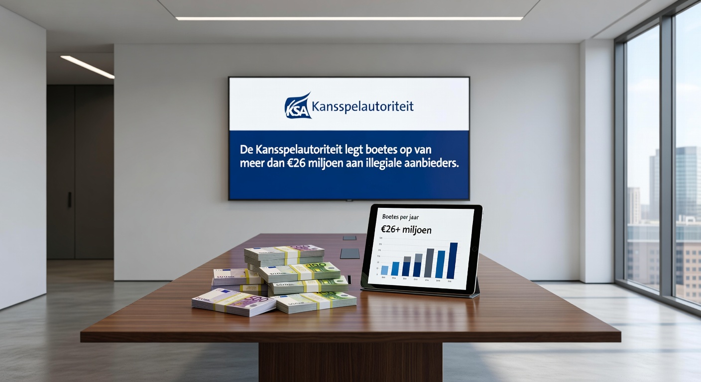 Grafiek met boetebedragen van KSA aan Fortaprime en Novatech, inclusief websites en Nederlandse vlag voor context