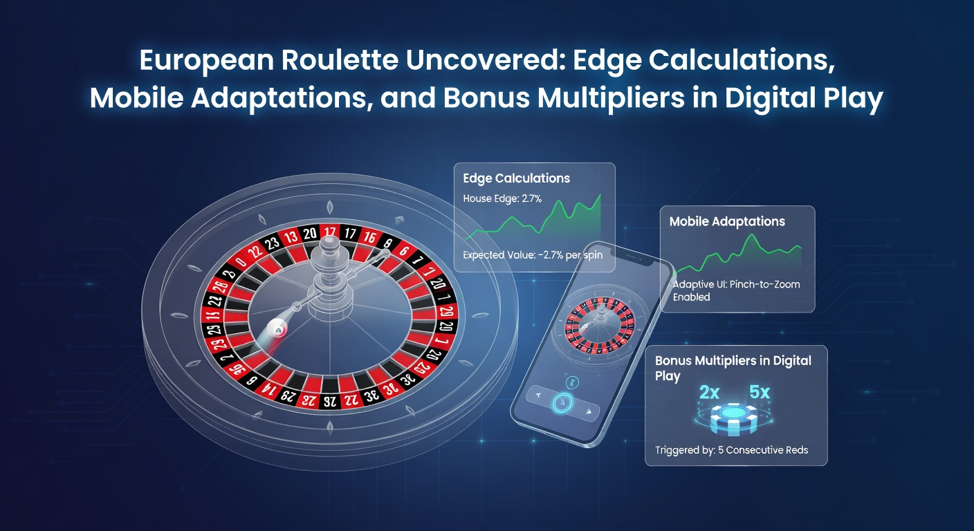 Europese roulette wiel dat draait op een digitaal platform met mobiele interface en bonus overlays