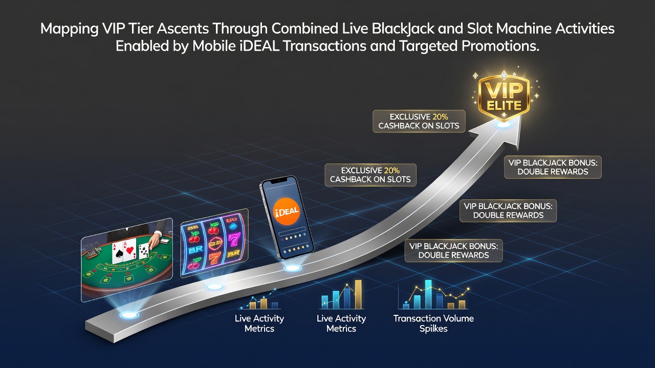 Overzicht van VIP-tier stijgingen via mobiele iDEAL transacties en live blackjack gecombineerd met slots